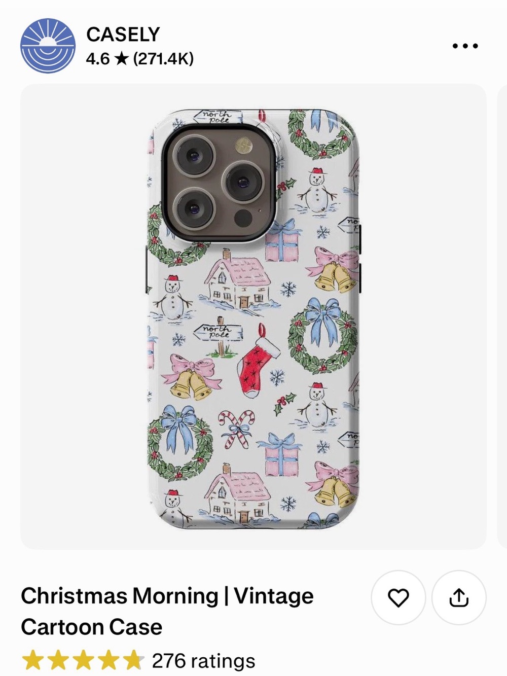 Casely Holiday Wreath & Snowman Phone 14 Pro Case/White with Red & Blue Accents